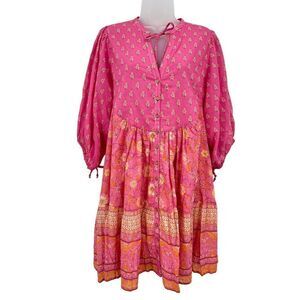 NEW Spell & The Gypsy Utopia Tunic Mini Dress Flamingo Women's Size Large Pink